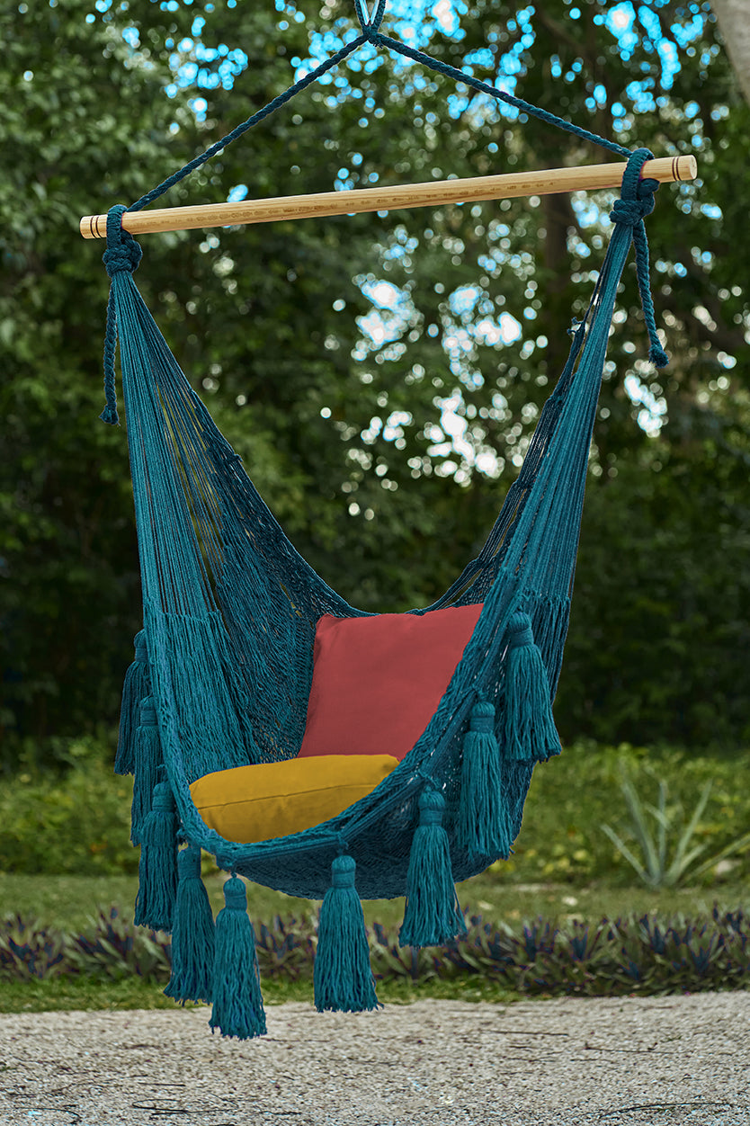 Teal Mexican single chair hammock 