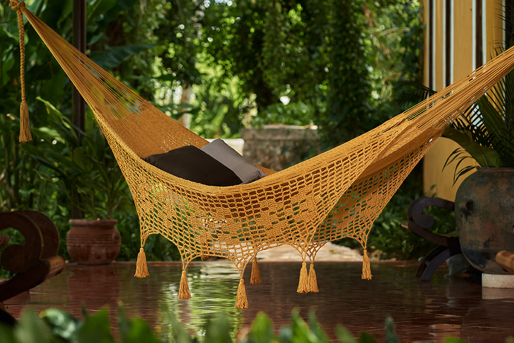 Mustard Mexican tassel hammock