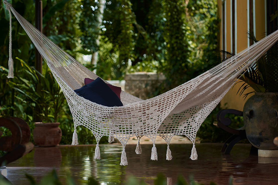 Cream Mexican tassel hammock