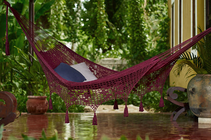 Maroon Mexican tassel hammock