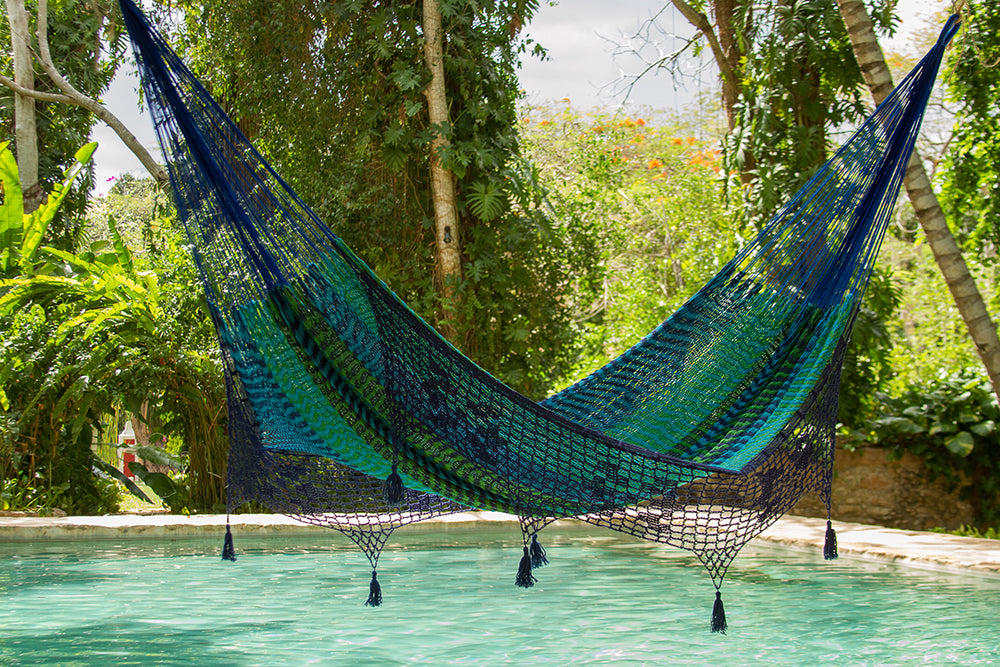 Blue/Green Mexican tassel hammock