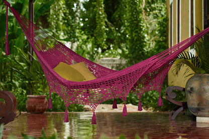 Pink Mexican tassel hammock