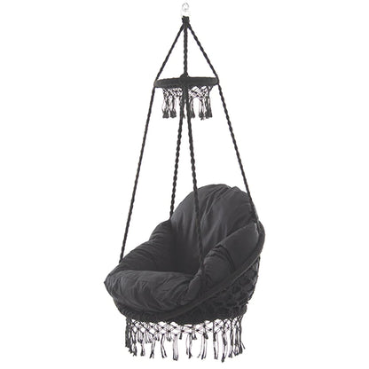 Deluxe Polyester Macrame Chair With Fringe White