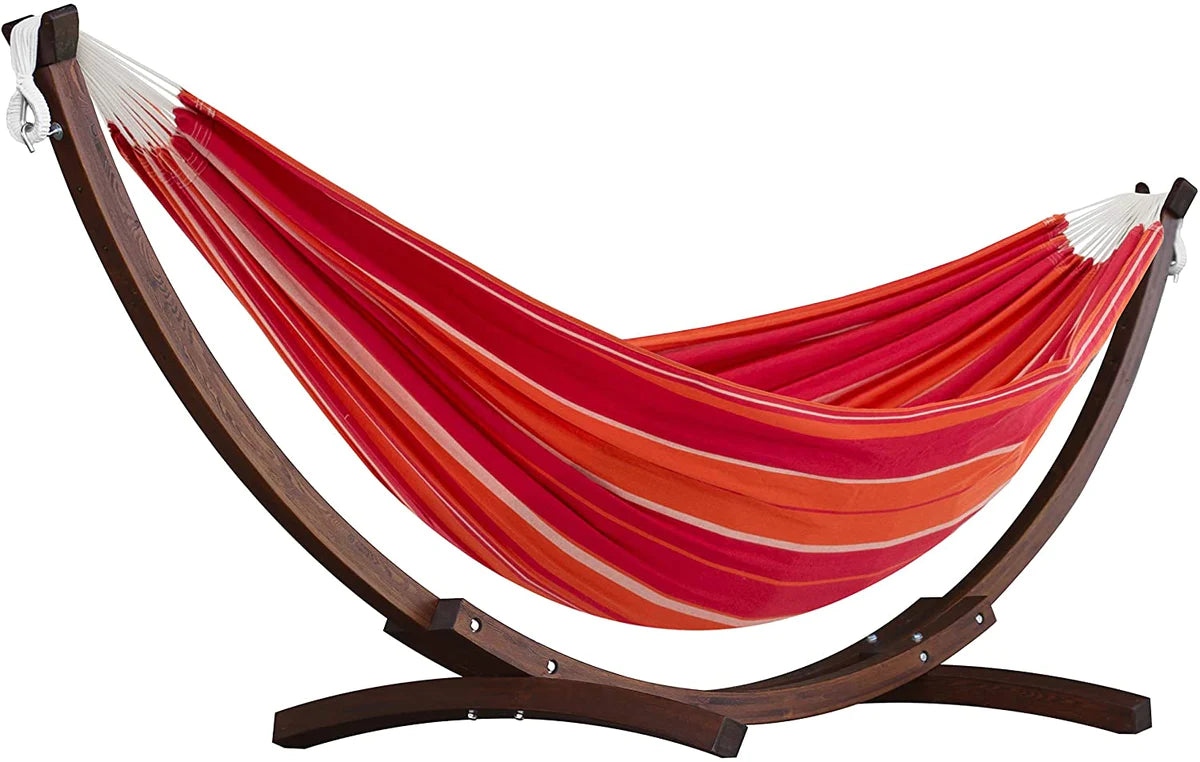 Double Cotton Hammock with Solid Pine Stand 260cm