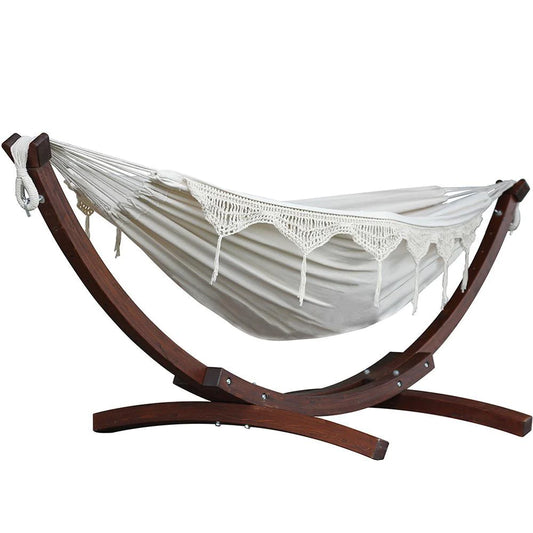 Double Cotton Hammock with Solid Pine Stand 260cm