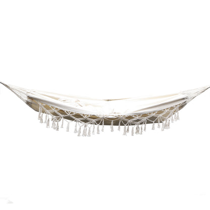 Hanging Tassel Hammock Swing Bed in Cream