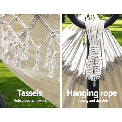 Hanging Tassel Hammock Swing Bed in Cream