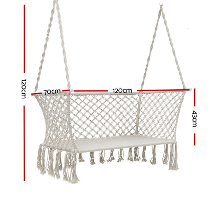 Double Portable Hammock Swing for Two-Macrame Natural