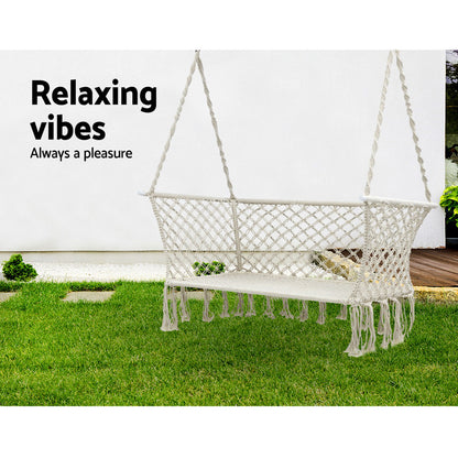 Double Portable Hammock Swing for Two-Macrame Natural