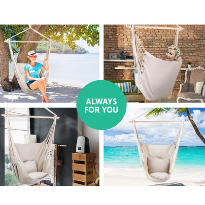 Hammock Swing Chair with Cushions - Cream