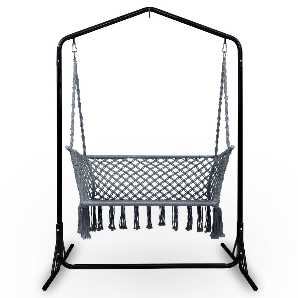 Double Swing Hammock Chair with Stand - Grey