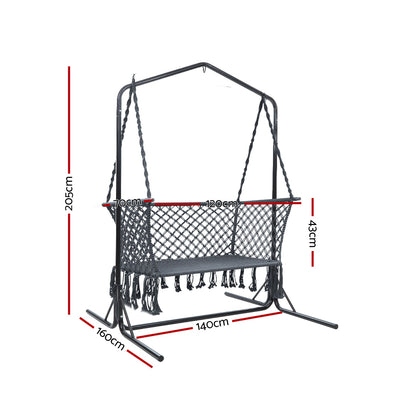 Double Swing Hammock Chair with Stand - Grey