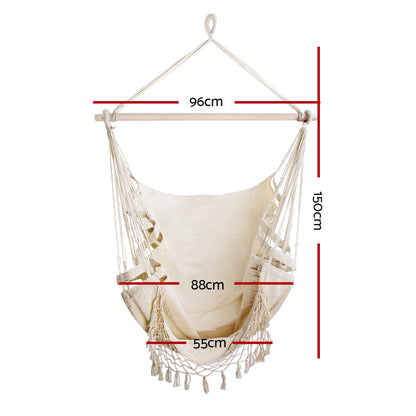 Hammock Swing Chair with Tassels - Cream