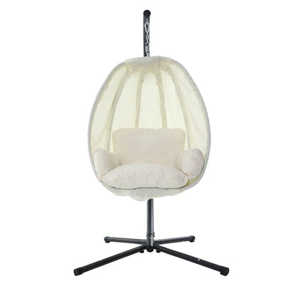 Swinging Egg Hanging Pod Chairs with Stand - Cream