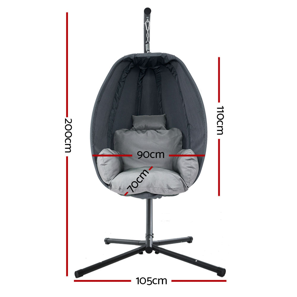 Swinging Egg Hanging Pod Chair with stand - Grey