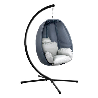 Swinging Egg Hanging Pod Chair with stand - Grey