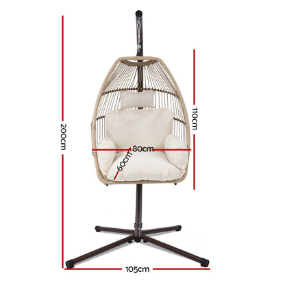 Hanging Pod Chair on Stand Wicker - Latte