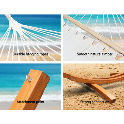 Double Hammock with Wooden Hammock Stand