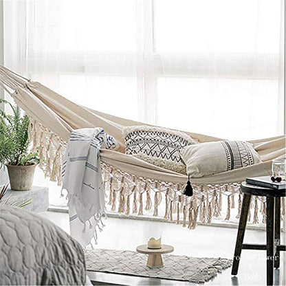 Boho Canvas Macrame Hammock-Natural