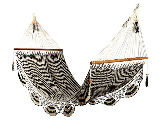 Large Nicaraguan Crochet Hammock in Zebra