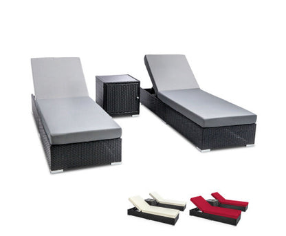 Outdoor Sun Lounge Wicker Day Bed - Grey Black