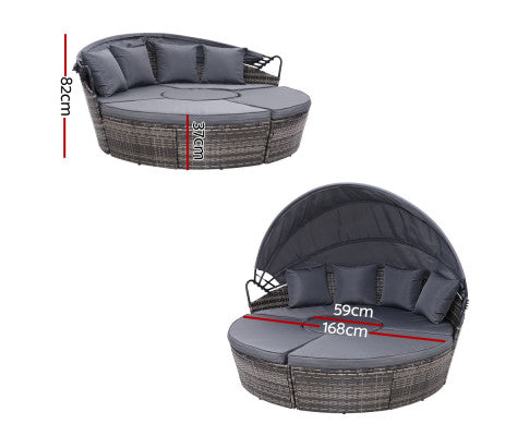 Outdoor Lounge Furniture Wicker Garden Day Bed - Grey