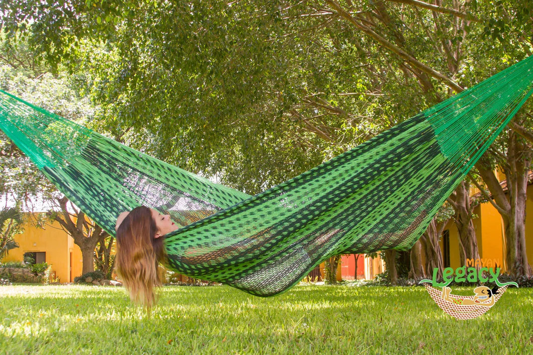 JUMBO Size Outdoor Cotton Mexican Hammock in Jardin