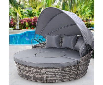 Outdoor Lounge Furniture Wicker Garden Day Bed - Grey