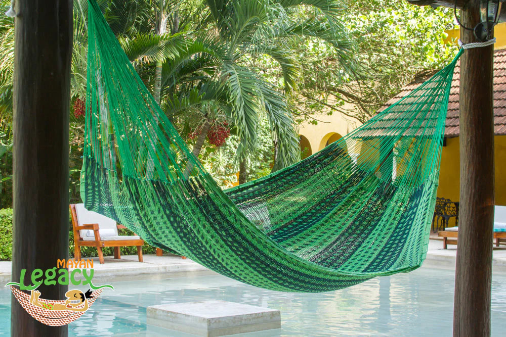 JUMBO Size Outdoor Cotton Mexican Hammock in Jardin